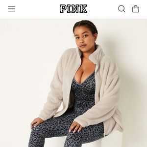 Pink Victoria Secret Teddy Jacket Sweater Size Small New with Tags